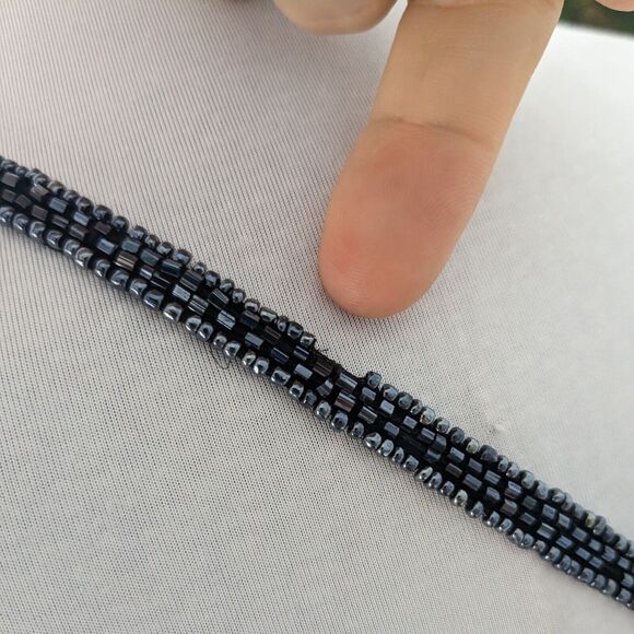 Vtg Cache Prom Dress Maxi Gown Black 12 Y2K Fairy Goth Silk Silver Floral Bead - Picture 14 of 14